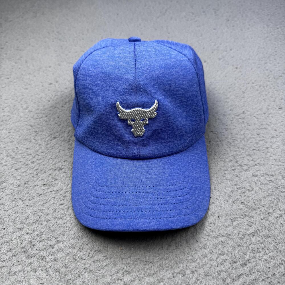 Under Armour Project Rock Hat Cap Strap Back Blue Heather Brahma Bull Womens